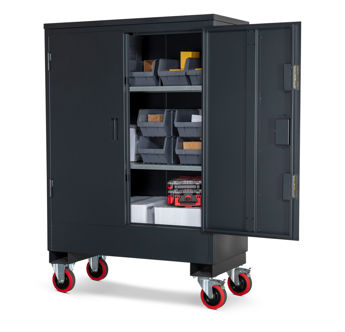 black fittings storage cabinet with wheels