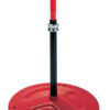 Red and black pipe support stand for roll groover