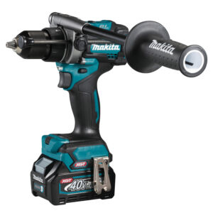 Cordless combi drill on white background.