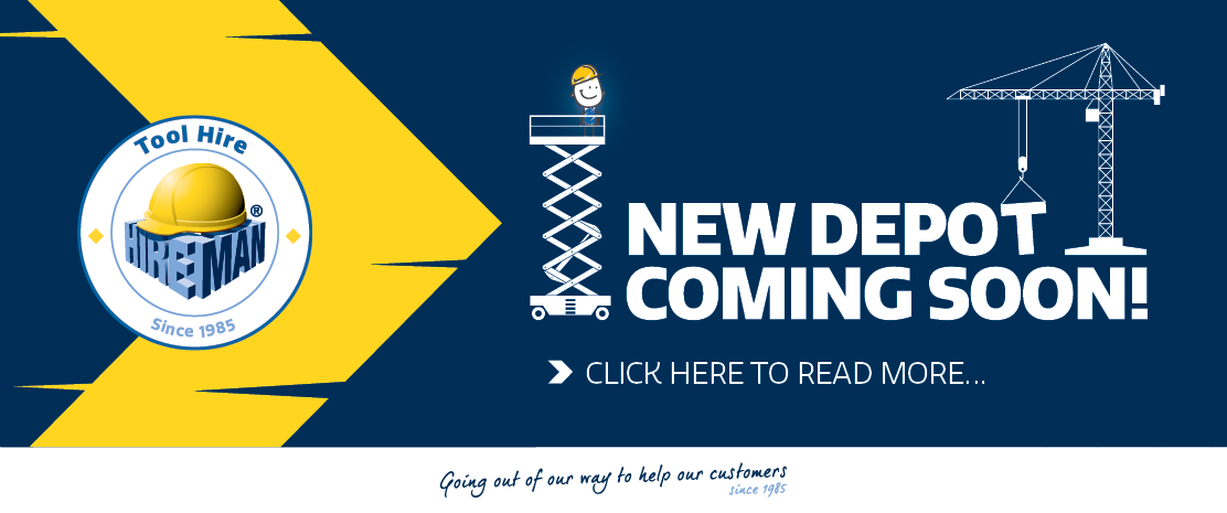 New Depot Opening Soon Blue And Yellow Banner